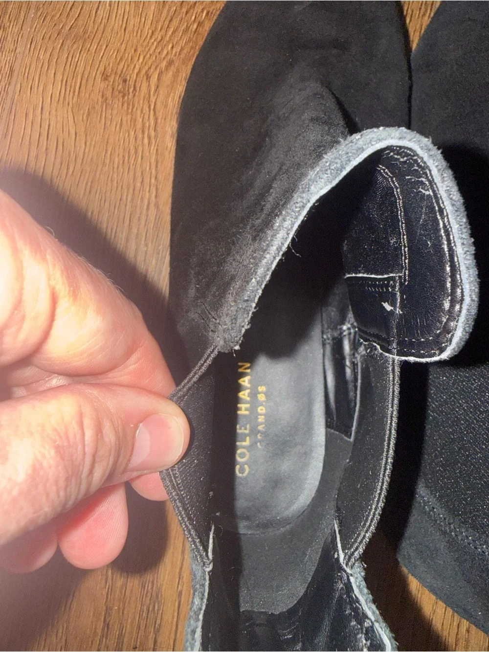 Cole Haan Hara Grand.OS Black Suede Chelsea Booties Size 8